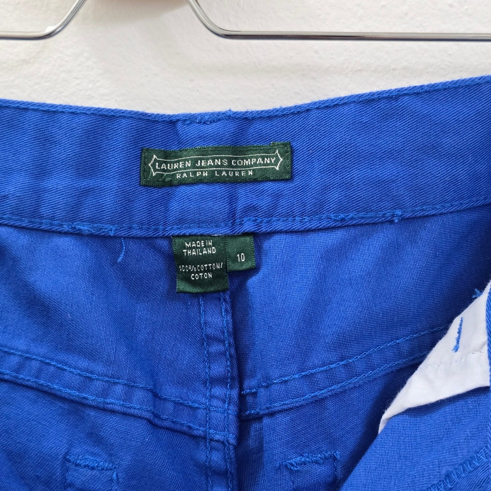 Lauren Ralph Lauren Blue Cotton Cropped Capri Pants Straight Leg Womens 10 - Picture 5 of 6